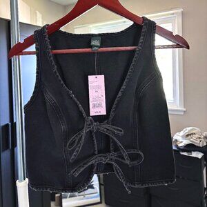 Wild Fable Black Tie Front Denim Vest XS